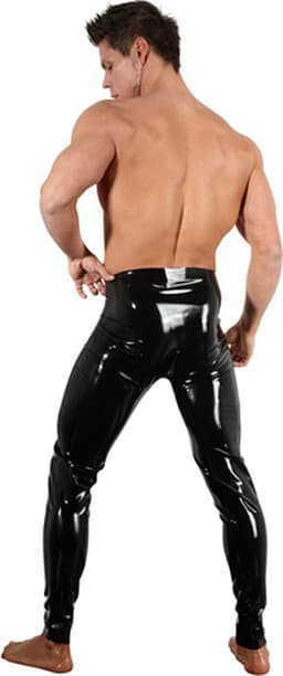 LateX- Latex Unisex Legging met Rits Sluiting bij Kruis voor Spannende Interacties en  Maat XL - Zwart — thumbnail 4