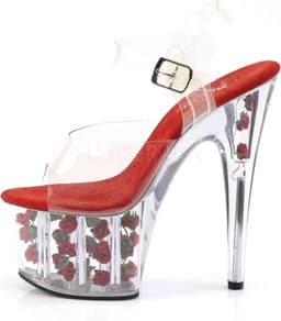 Pleaser - ADORE-708FL Sandaal met enkelband, Paaldans schoenen - Paaldans schoenen - 41 Shoes - Rood/Transparant — thumbnail 3