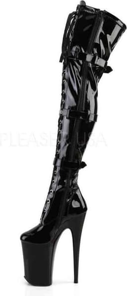 Pleaser - INFINITY-3028 Plateau Overknee Laarzen - Paaldans schoenen - 38 Shoes - Zwart — thumbnail 3