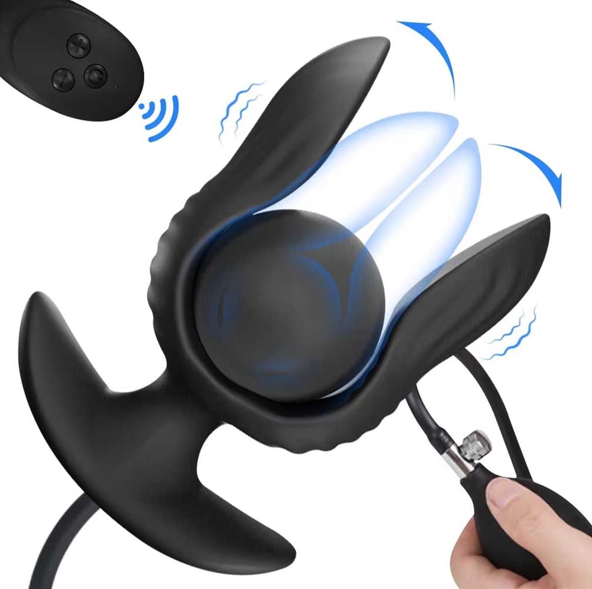 Vibrerende opblaasbare anaalplug XXL - Grote buttplug - Afstandsbediening - 10 Vibratiestanden - Prostaat - Anale stimulatie - USB Oplaadbaar — afbeelding 1