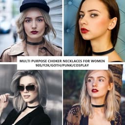 Zwarte leren kraag, brede kostuumketting voor vrouwen, choker, ketting, gothic punk ketting, verstelbaar, leer, choker, ketting, meisjes, kostuumketting, aansluitend, PU leer, koper — thumbnail 5