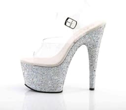 Pleaser - ADORE-708LG Sandaal met enkelband, Paaldans schoenen - Paaldans schoenen - 42 Shoes - Zilverkleurig/Transparant — thumbnail 3