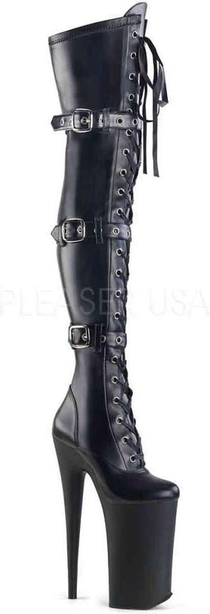 Pleaser - BEYOND-3028 Plateau Overknee Laarzen - Paaldans schoenen - 38 Shoes - Zwart — afbeelding 1