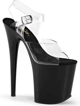 Pleaser - FLAMINGO-808 Sandaal met enkelband, Paaldans schoenen - Paaldans schoenen - 38 Shoes - Zwart/Transparant — thumbnail 1