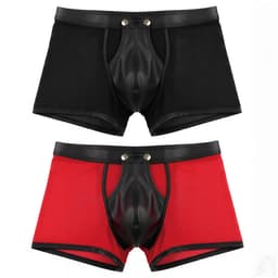 LekkerStout 2-Pack Heren Boxershorts met Open Kruis - Laklook en Mesh - Zwart/Rood - Maat L | LS266 — thumbnail 1