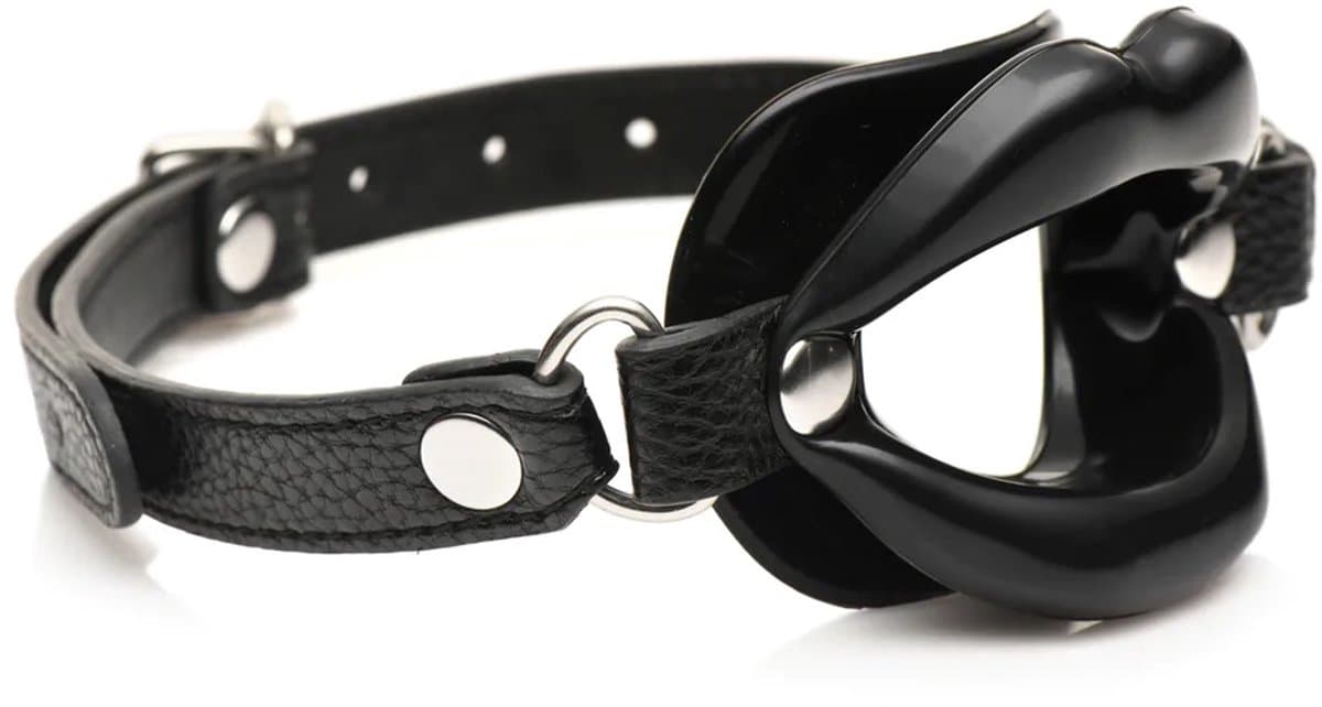 juicy lips - siliconen open mond gag - zwart — afbeelding 1