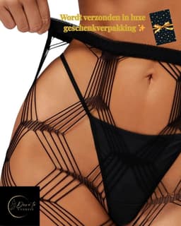 Noir Geometry – Zwarte Sexy Grove Net Panty voor Dames – Erotische Cut-out Netpanty – Luxe Lingerie, Clubwear & Fetish Events – Dare to Undress — thumbnail 5