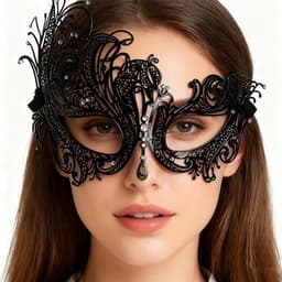 Venetiaans masker - Elegant zwart metalen masker - Met glinsterende strass steentjes - 26 × 16 CM - Luxe Masker Dames - Oogmasker - Maskerade - Gala Feest - Sexy Maskers - Verkleedkleding - Zwart — thumbnail 4