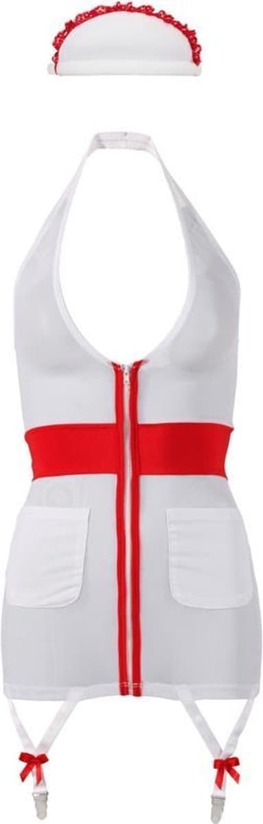 Cottelli Collection – Sexy Zuster Outfit met Realistische Kenmerken Inclusief Hoofdband en Verstelbare Bandjes – Maat S – Wit — afbeelding 1