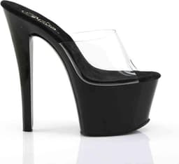 Pleaser - SKY-301 Muiltjes - Paaldans schoenen - 40 Shoes - Zwart/Transparant — thumbnail 5