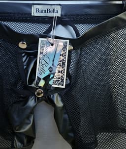 BamBella® S/M open kruis Boxer short kant voor mannen - doorzichtig BDSM Erotische Sexy Lingerie lang Heren - Zwart mannen ondergoed slip — thumbnail 4