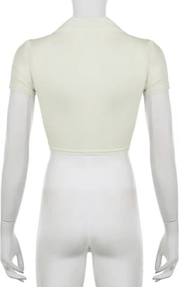 Transparante mesh crop-top - Doorschijnend - Korte Mouwen — thumbnail 4
