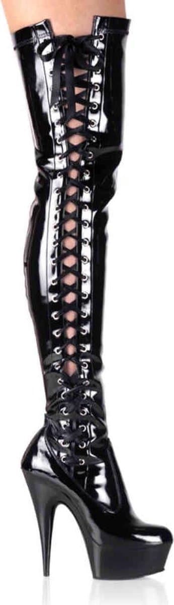 Pleaser - DELIGHT-3050 Plateau overknee Laarzen - US 14 - 45 Shoes - Zwart — afbeelding 1