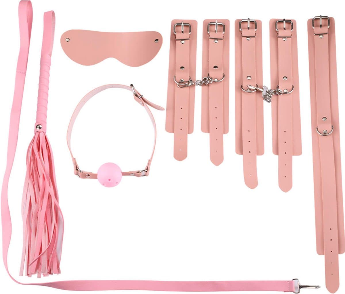 BDSM Set Roze voor Koppels - Bondage Training - Sex toys Masker Halsband Zweep Tape Touw Handboeien- Extreme Seks Training - Bondageset Beginners Erotiek - Shibari SM Toys - Fifty Shades Of Grey Seksspeeltjes — afbeelding 1