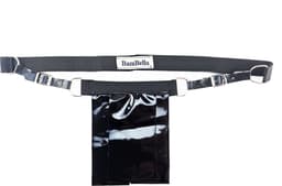 BamBella® String Man -Maat L/XL - sexy ondergoed Lingerie Heren -Open voorkant onderbroek Datex (Mix latex en stof) - Zwart mannen string Imitatie leer SM BDSM kleding — thumbnail 2