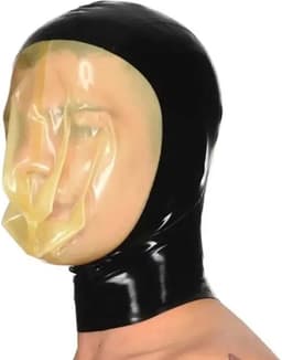 Latex masker met transparante ademhalingszak - Gummi BDSM - Latex rubber hoofd bondage - Dominantie - Hevig - Fetisj - 100% Latex rubber - 4MM Dikte - Maat L en groter- Unisex — thumbnail 1