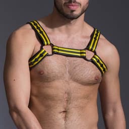 665 Neopreen - Riemenbody - Neoprene Bulldog Harness - Geel - Maat M — thumbnail 1