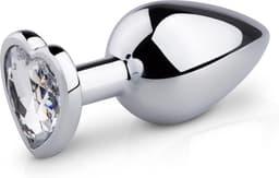 Metalen buttplug met hartje - zilverkleurig — thumbnail 1