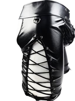 BamBella ® Nep Leer broek - Maat M - Zwart - BDSM kleding erotische onderbroek heren kleding — thumbnail 2
