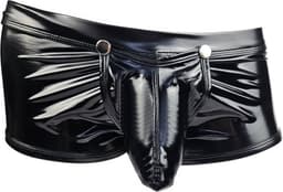 BamBella ® - Boxer short Maat S Zwart Datex (Latex en stof SM kleding BDSM kruisloos erotische heren kleding — thumbnail 1