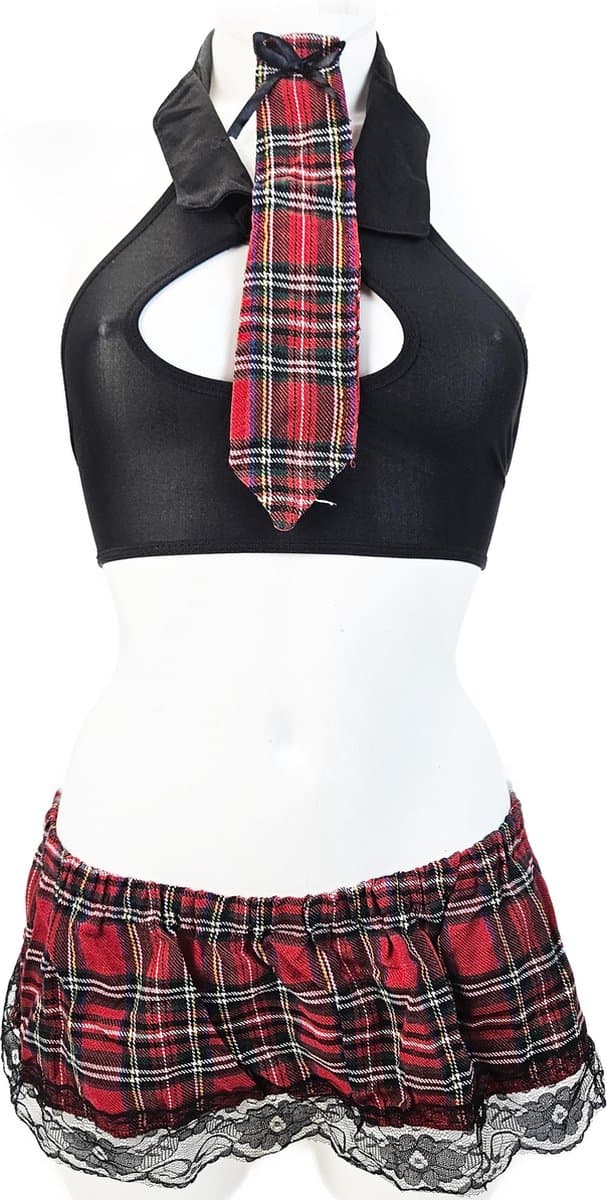 BamBella ® Sexy erotische uniform - Maat XS/S - Schoolmeisje Rollenspel kleding outfit dames — afbeelding 1