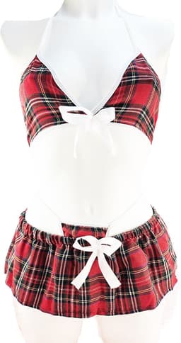 BamBella ® Sexy Cosplay Rollenspel kleding outfit dames Schoolmeisje - Onesize Rood — thumbnail 1