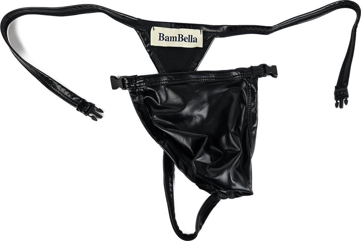 BamBella® S/M open kruis string Maat S/M nep leer voor mannen - BDSM Erotische Sex kleding — afbeelding 1