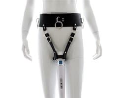 Wand Vibrator Houder - Lederen Bondageriem Geschikt voor Wand Vibrator - BDSM-riem met Vibrator Houder - Bondageriem voor BDSM Play met Houder voor Wandvibrator en Bondageringen voor Bondage Touw en Handboeien