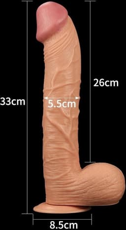 Realistische XXL King Size Dildo 30,5 cm lang en 5.5 cm dik - Levensechte Grote Dildo 30 cm lang - Realistische dildo met balzak en stevige zuignap - Realistische Dildo Met Zuignap en Balzak — thumbnail 2