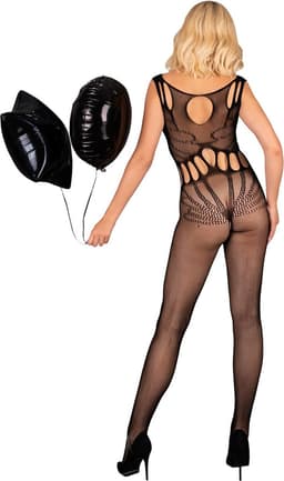 Livco Corsetti - Erotische Bodystocking / Catsuit met Open Kruis - Sexy Lingerie - Erotische Lingerie - Maat S t/m L - Amahil - Zwart - S/M — thumbnail 2