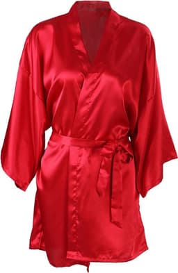 WiseGoods Luxe Kimono Dames - Badjas - Badjassen - Nachtkleding - Sexy Robe Erotiek - Lingerie Vrouwen - Cadeau - Zijde - Rood M/L — thumbnail 1