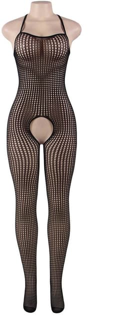 Zeloria Bodystocking – Sexy Netstof Catsuit met Open Kruis – Lingerie Set – Zwart – L-XXL (Plus Size) — thumbnail 4