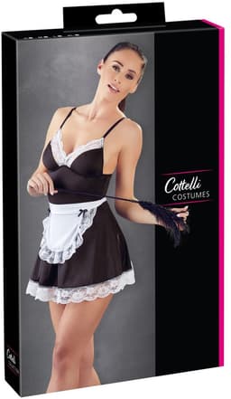 Cottelli Collection – Spannende Dienstmeisje Mini Jurk met Accessoire voor Ondeugende Spellen – Maat L – Zwart — thumbnail 1