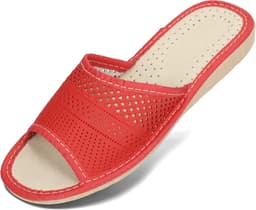 Dames Slippers Echt Leer Open Teen Zomer Zacht Voetbed Verschillende Kleuren — thumbnail 1