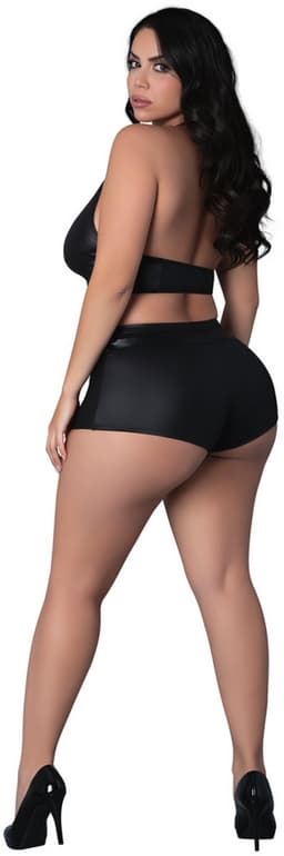 Male Power Sexy Thalia - Haltertop en Shorts met Ringen en Studs - 2X erotisch herenondergoed - Zwart — thumbnail 2