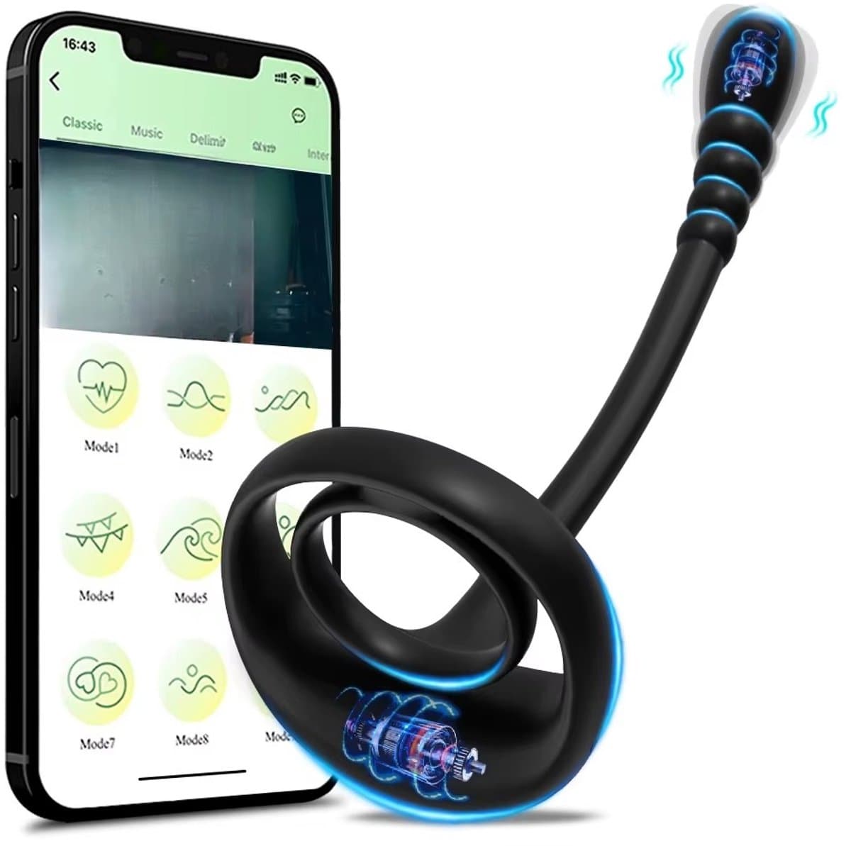 Satin touch® - Luxe Prostaat Vibrator - Anaal Vibrators voor mannen - Cockring - Met app te bedienen – Prostaat Stimulator – Sex toys voor mannen - Zwart - Sex speeltje — afbeelding 1