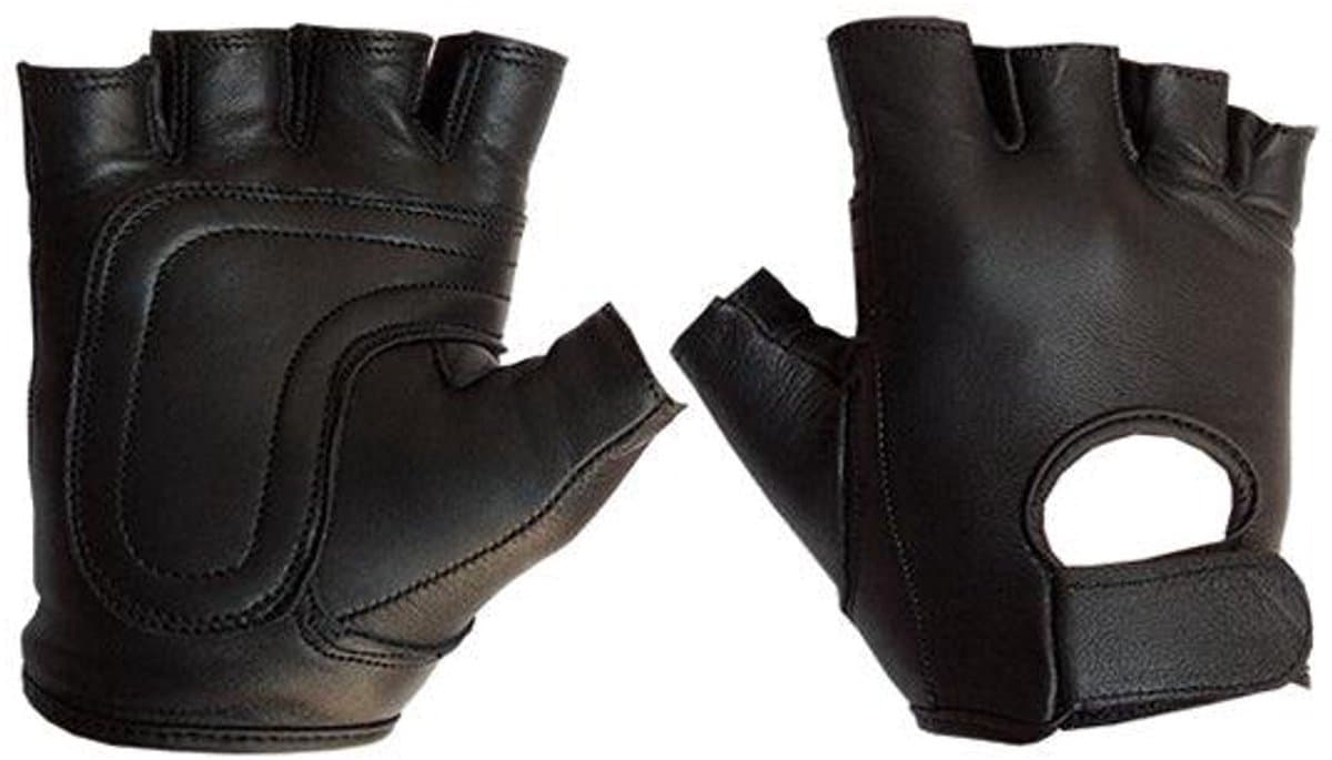 Mister B - Leren Handschoenen zonder Vingers - Zwart M — afbeelding 1
