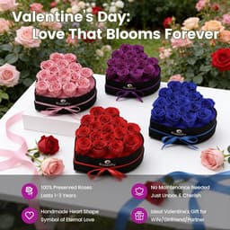 Bewerkte Rozen - Eeuwige Bloemen - Cadeau Geven - Hartvormige Doos - 16 Stuks - Paars — thumbnail 3