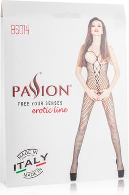 Netstof Catsuit met Open Cups - Zwart — thumbnail 5