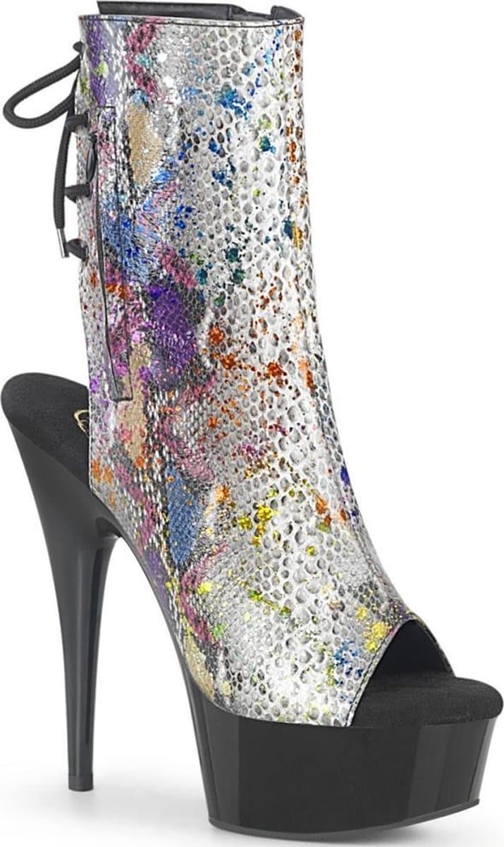 Pleaser - DELIGHT-1018SP Plateau Laarzen - US 7 - 37 Shoes - Zwart/Chroomkleurig — afbeelding 1