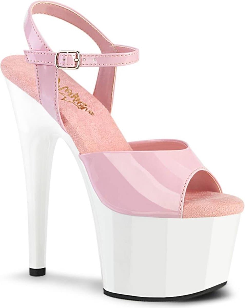 Pleaser - ADORE709 Sandaal met enkelband, Paaldans schoenen - US 11 - 41 Shoes - Roze/Wit — afbeelding 1