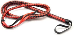 Lange gevlochten single tail - Bull Whip - 190 cm lang - Rood/Zwart — thumbnail 2