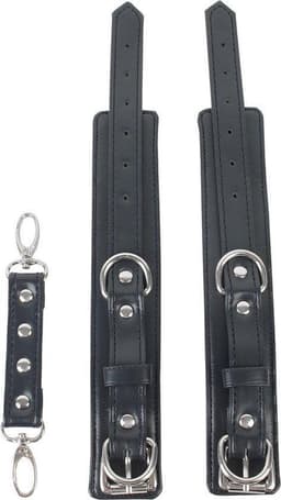 Banoch | enkelboeien van pu leer | zwart / zilver| bondage — thumbnail 3
