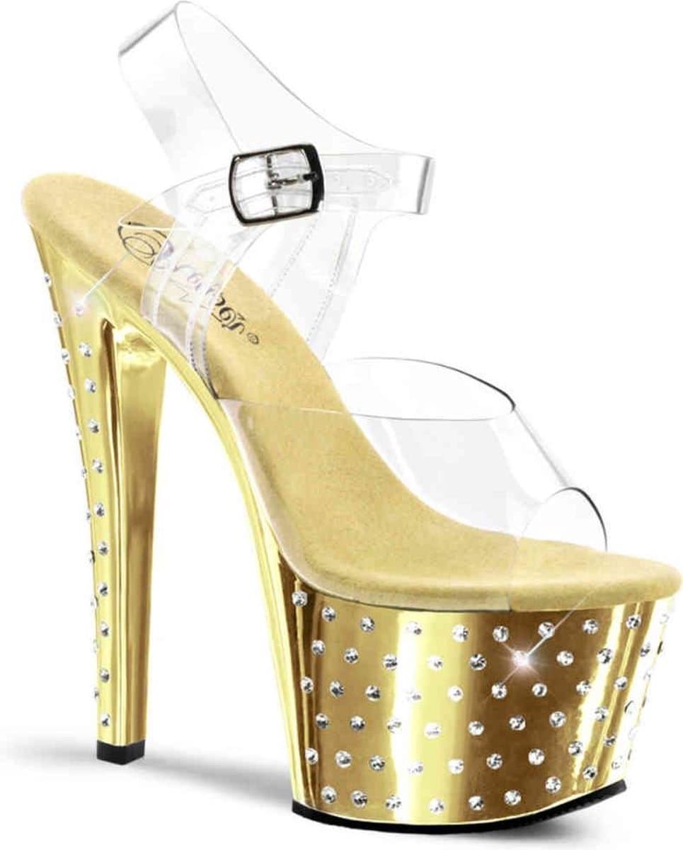 Pleaser - STARDUST-708 Sandaal met enkelband, Paaldans schoenen - Paaldans schoenen - 39 Shoes - Goudkleurig — afbeelding 1