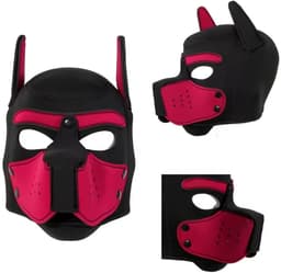 Honden Masker Set - Zwart & Rood - Masker, Halsband en Riem - Puppy Play - BDSM Roleplay & Cosplay - Unisex - Sex Speeltjes Toys - Erotiek - Bondage Masker - OneSize — thumbnail 2