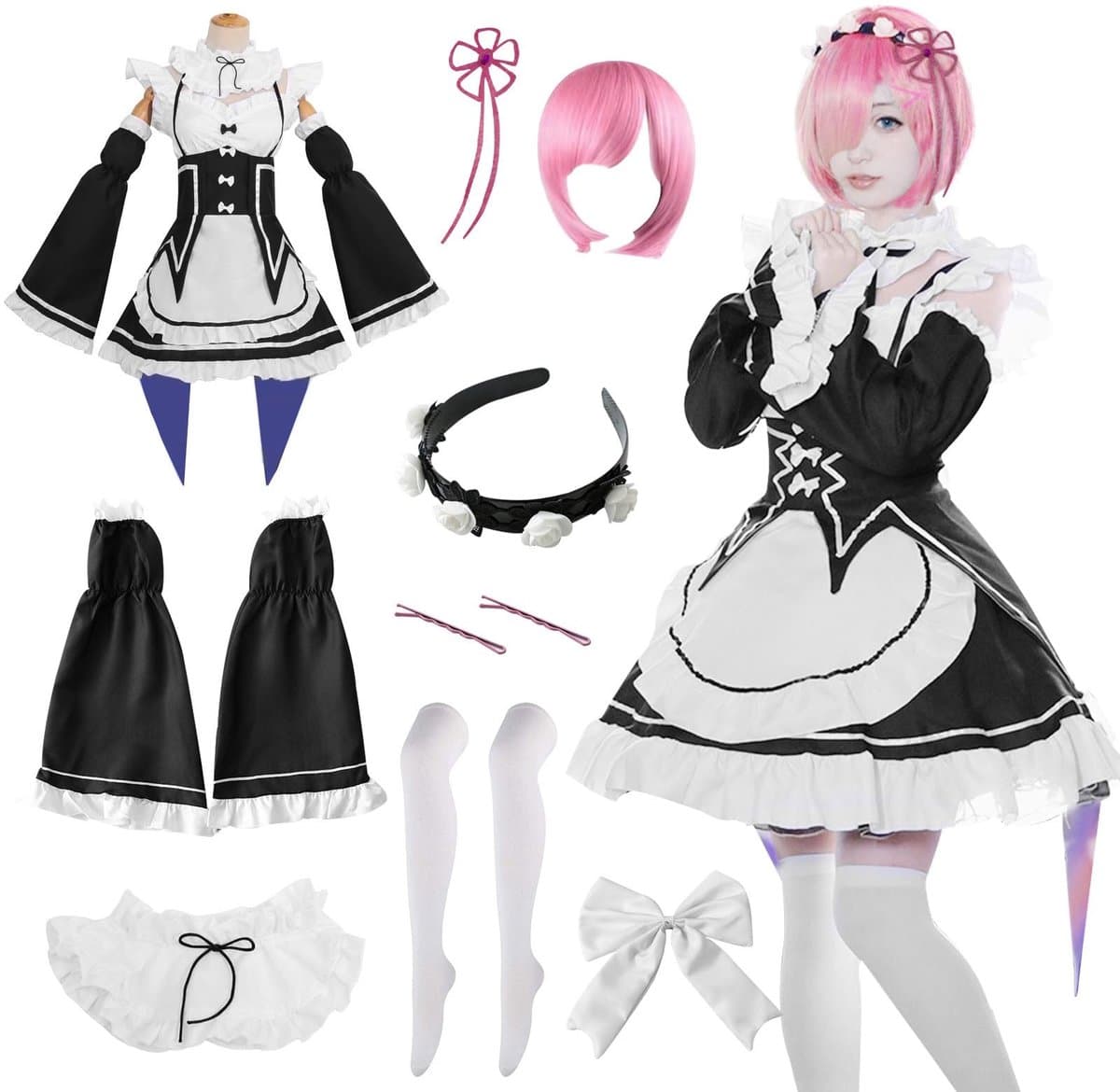 Dailygoods- Maid Outfit Elegante Design - Cosplay Anime Kostuum - Rollenspelset - Jurk met Accessoires - Verkrijgbaar in M/L/XL - Perfecte Lichaamscurve — afbeelding 1