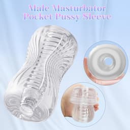Daity Masturbator voor Mannen - Pocket Pussy & Masturbatiehuls, 3D Realistische Textuur, TPE Stroker met Spiraal Tunnel, Penis Trainer, Herbruikbaar Seksspeeltje voor Volwassenen (Transparant) — thumbnail 4