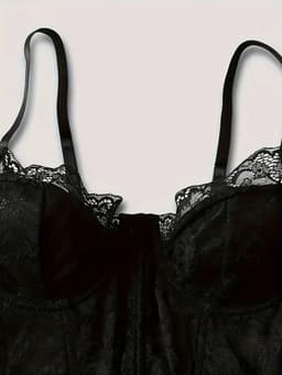 Sexy Zwarte Jurk Dames – Sexy Lingerie – Erotische lingerie – Lingerie Erotisch – Kant & Satijn Bodycon Jurk – Boudoir Lingerie Look – Corset Jurk – Madam Hommard – Clubwear – Festival Verleidelijke Mini Dress – Dare to Undress – Maat XS, S, M, L, XL — thumbnail 5