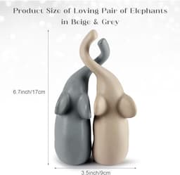 Decoratieve Olifanten Beeldjes Koppels voor Woondecoratie - Beige en Grijs Ornamenten - Set van 2 - Perfecte Cadeau Ideeën voor Valentijnsdag en Verjaardagen — thumbnail 1