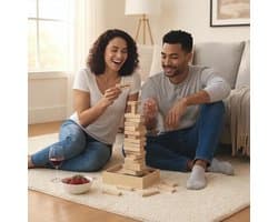 Erotisch Houten Torenspel – 48 blokken met Opdrachten – Inclusief Luxe Houten Bewaardoos – Perfect Cadeau voor Sinterklaas, Schoencadeaus & Kerstcadeaus